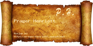 Prager Henriett névjegykártya